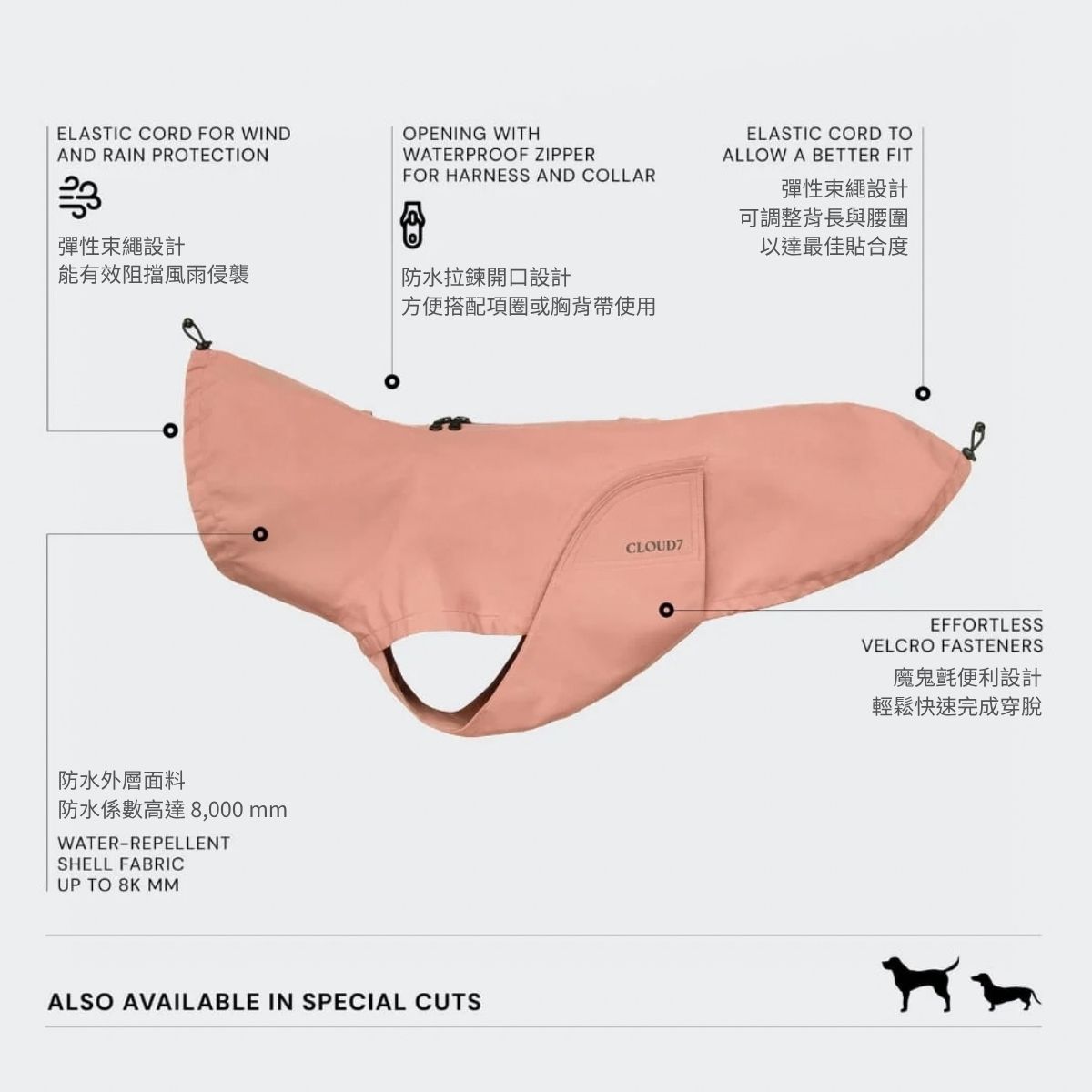 德國 Cloud7 Dublin 2.0 狗雨衣 臘腸犬專用 主視覺圖